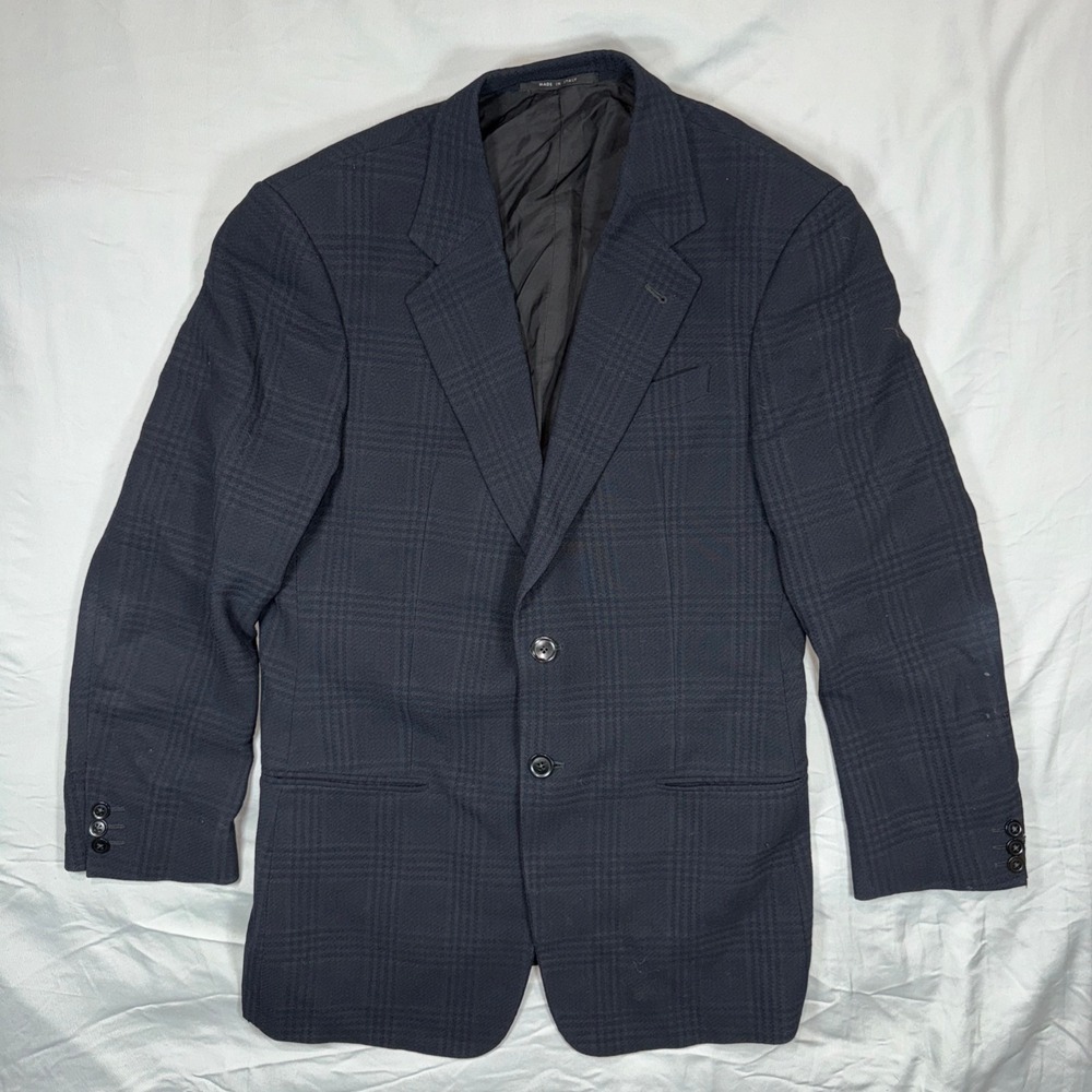 Armani Collezioni Plaid Blazer Jacket Two Button Notch Lapel Mens 40R Italian - Picture 1 of 13